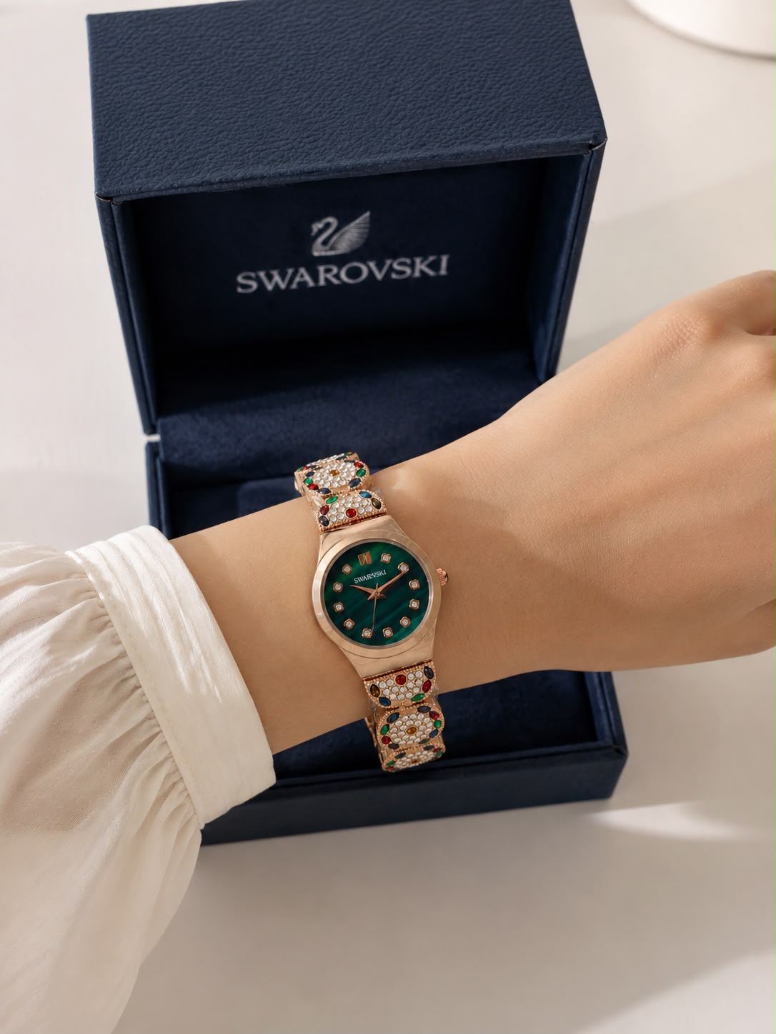 Swarovski Crystal Rose Gold Bracelet Watch